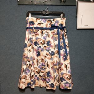 Beautiful A-line, watercolor floral, midi skirt size large